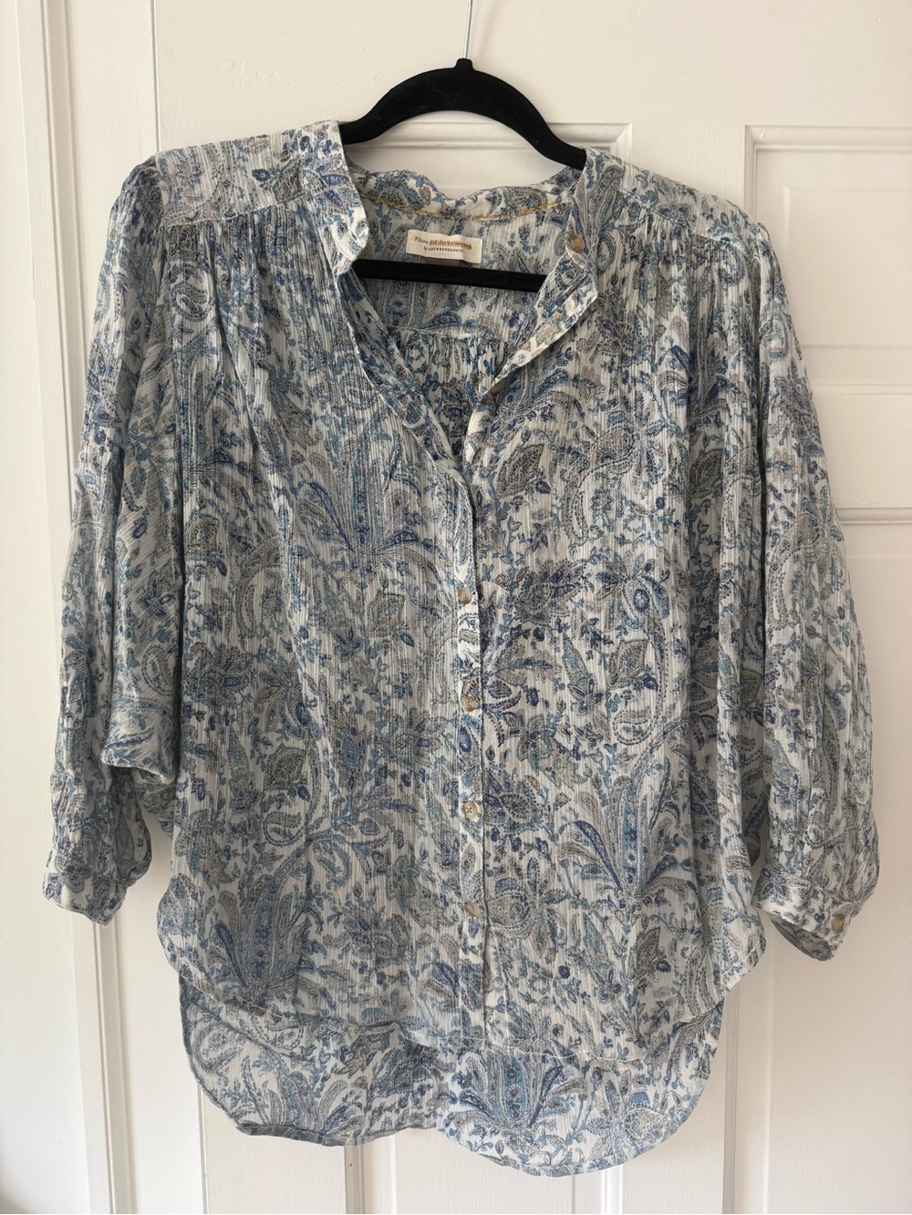 Pilcro Blue Paisley Button-Front Top